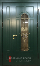 Стальная дверь Дверь двустворчатая с терморазрывом ковкой и стеклом №7 с отделкой МДФ ПВХ
