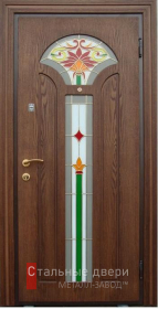 Стальная дверь Дверь с витражом №22 с отделкой МДФ ПВХ